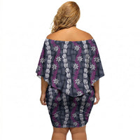 Pikake Maile Tiare Lei Off Shoulder Short Dress Poni Lauhala Pattern LT01 - Polynesian Pride