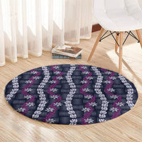 Pikake Maile Tiare Lei Round Carpet Poni Lauhala Pattern