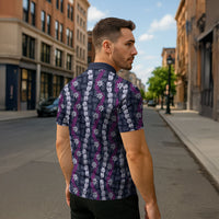 Pikake Maile Tiare Lei Zipper Polo Shirt Poni Lauhala Pattern LT01 - Polynesian Pride