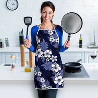 Hawaiian Hibiscus Tribal Floral Blue Apron Polynesian Tapa Pattern - Polynesian Pride