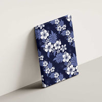 Hawaiian Hibiscus Tribal Floral Blue Canvas Wall Art Polynesian Tapa Pattern - Polynesian Pride