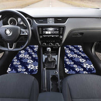 Hawaiian Hibiscus Tribal Floral Blue Car Mats Polynesian Tapa Pattern - Polynesian Pride