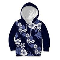 Hawaiian Hibiscus Tribal Floral Blue Kid Hoodie Polynesian Tapa Pattern LT01 Hoodie Blue - Polynesian Pride