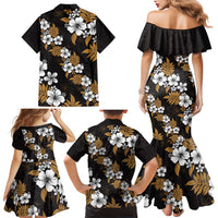 Hawaiian Hibiscus Tribal Floral Brown Family Matching Mermaid Dress and Hawaiian Shirt Polynesian Tapa Pattern LT01 - Polynesian Pride