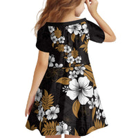 Hawaiian Hibiscus Tribal Floral Brown Family Matching Off The Shoulder Long Sleeve Dress and Hawaiian Shirt Polynesian Tapa Pattern LT01 - Polynesian Pride