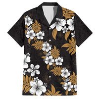 Hawaiian Hibiscus Tribal Floral Brown Family Matching Short Sleeve Bodycon Dress and Hawaiian Shirt Polynesian Tapa Pattern LT01 Dad's Shirt - Short Sleeve Brown - Polynesian Pride