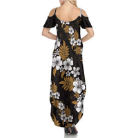 Hawaiian Hibiscus Tribal Floral Brown Family Matching Summer Maxi Dress and Hawaiian Shirt Polynesian Tapa Pattern LT01 - Polynesian Pride