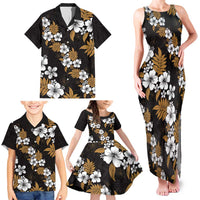 Hawaiian Hibiscus Tribal Floral Brown Family Matching Tank Maxi Dress and Hawaiian Shirt Polynesian Tapa Pattern LT01 - Polynesian Pride