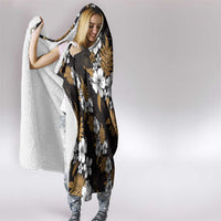 Hawaiian Hibiscus Tribal Floral Brown Hooded Blanket Polynesian Tapa Pattern - Polynesian Pride