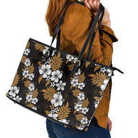 Hawaiian Hibiscus Tribal Floral Brown Leather Tote Bag Polynesian Tapa Pattern LT01 - Polynesian Pride