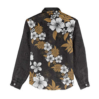 Hawaiian Hibiscus Tribal Floral Brown Women Casual Shirt Polynesian Tapa Pattern - Polynesian Pride
