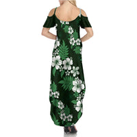 Hawaiian Hibiscus Tribal Floral Green Family Matching Summer Maxi Dress and Hawaiian Shirt Polynesian Tapa Pattern LT01 - Polynesian Pride