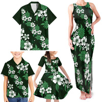 Hawaiian Hibiscus Tribal Floral Green Family Matching Tank Maxi Dress and Hawaiian Shirt Polynesian Tapa Pattern LT01 - Polynesian Pride
