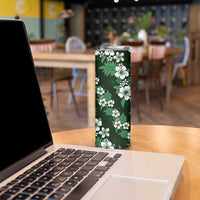 Hawaiian Hibiscus Tribal Floral Green Skinny Tumbler Polynesian Tapa Pattern - Polynesian Pride