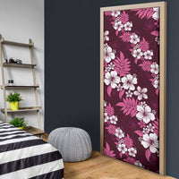Hawaiian Hibiscus Tribal Floral Pink Door Cover Polynesian Tapa Pattern LT01 - Polynesian Pride