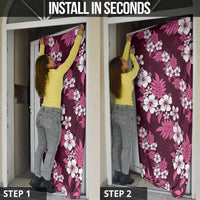 Hawaiian Hibiscus Tribal Floral Pink Door Cover Polynesian Tapa Pattern LT01 - Polynesian Pride