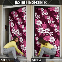 Hawaiian Hibiscus Tribal Floral Pink Door Cover Polynesian Tapa Pattern LT01 - Polynesian Pride