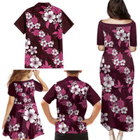 Hawaiian Hibiscus Tribal Floral Pink Family Matching Puletasi and Hawaiian Shirt Polynesian Tapa Pattern LT01 - Polynesian Pride