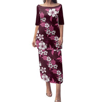 Hawaiian Hibiscus Tribal Floral Pink Family Matching Puletasi and Hawaiian Shirt Polynesian Tapa Pattern LT01 Mom's Dress Pink - Polynesian Pride