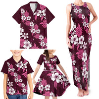 Hawaiian Hibiscus Tribal Floral Pink Family Matching Tank Maxi Dress and Hawaiian Shirt Polynesian Tapa Pattern LT01 - Polynesian Pride