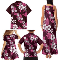 Hawaiian Hibiscus Tribal Floral Pink Family Matching Tank Maxi Dress and Hawaiian Shirt Polynesian Tapa Pattern LT01 - Polynesian Pride