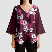 Hawaiian Hibiscus Tribal Floral Pink Kimono Sleeve Blouse Polynesian Tapa Pattern LT01 - Polynesian Pride