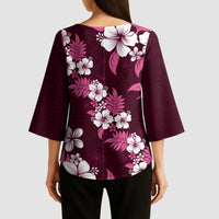 Hawaiian Hibiscus Tribal Floral Pink Kimono Sleeve Blouse Polynesian Tapa Pattern LT01 - Polynesian Pride