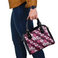 Hawaiian Hibiscus Tribal Floral Pink Shoulder Handbag Polynesian Tapa Pattern - Polynesian Pride