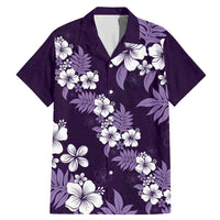 Hawaiian Hibiscus Tribal Floral Purple Family Matching Mermaid Dress and Hawaiian Shirt Polynesian Tapa Pattern LT01 Dad's Shirt - Short Sleeve Purple - Polynesian Pride