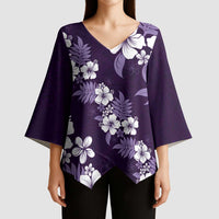 Hawaiian Hibiscus Tribal Floral Purple Kimono Sleeve Blouse Polynesian Tapa Pattern LT01 - Polynesian Pride