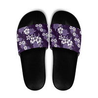 Hawaiian Hibiscus Tribal Floral Purple Slide Sandals Polynesian Tapa Pattern LT01 Purple - Polynesian Pride