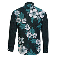 Hawaiian Hibiscus Tribal Floral Teal Family Matching Short Sleeve Bodycon Dress and Hawaiian Shirt Polynesian Tapa Pattern LT01 - Polynesian Pride