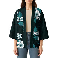 Hawaiian Hibiscus Tribal Floral Teal Kimono Polynesian Tapa Pattern LT01 - Polynesian Pride