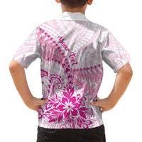 Personalised New Zealand Pink Fern Breast Cancer Family Matching Off Shoulder Short Dress and Hawaiian Shirt Polynesian Pattern LT01 - Polynesian Pride