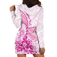 Personalised New Zealand Pink Fern Breast Cancer Hoodie Dress Polynesian Pattern