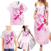 Personalised Aotearoa Breast Cancer Family Matching Summer Maxi Dress and Hawaiian Shirt New Zealand Maori Pattern LT01 - Polynesian Pride