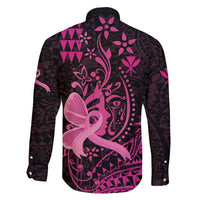 Hawaii Breast Cancer Family Matching Puletasi and Hawaiian Shirt Girl Floral Kakau Pattern LT01 - Polynesian Pride