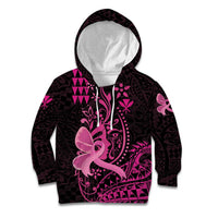 Hawaii Breast Cancer Kid Hoodie Girl Floral Kakau Pattern LT01 Hoodie Pink - Polynesian Pride