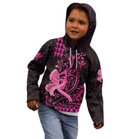 Hawaii Breast Cancer Kid Hoodie Girl Floral Kakau Pattern LT01 - Polynesian Pride