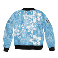 Fiji Tapa Pattern Bomber Jacket Plumeria Floral