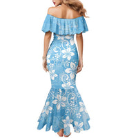 Fiji Tapa Pattern Mermaid Dress Plumeria Floral