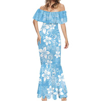 Fiji Tapa Pattern Mermaid Dress Plumeria Floral