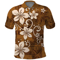 Plumeria Floral Tapa Pattern Vintage Gold Polo Shirt