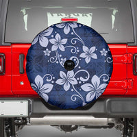 Plumeria Floral Tapa Pattern Navy Blue Spare Tire Cover