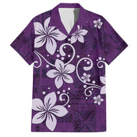 Plumeria Floral Tapa Pattern Amethyst Purple Family Matching Long Sleeve Bodycon Dress and Hawaiian Shirt LT01 Dad's Shirt - Short Sleeve Purple - Polynesian Pride