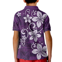 Plumeria Floral Tapa Pattern Amethyst Purple Kid Polo Shirt