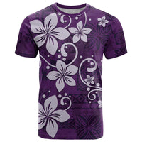 Plumeria Floral Tapa Pattern Amethyst Purple T Shirt