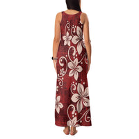 Plumeria Floral Tapa Pattern Oxblood Red Family Matching Tank Maxi Dress and Hawaiian Shirt LT01 - Polynesian Pride