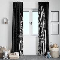 New Zealand Waitangi Day Window Curtain Aotearoa Te Tiriti O Waitangi Kiwi Black Version LT01 - Polynesian Pride