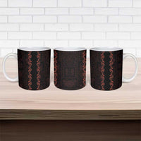Hawaii Japan Koi Fish Red Ceramic Mug Tapa Pattern - Polynesian Pride